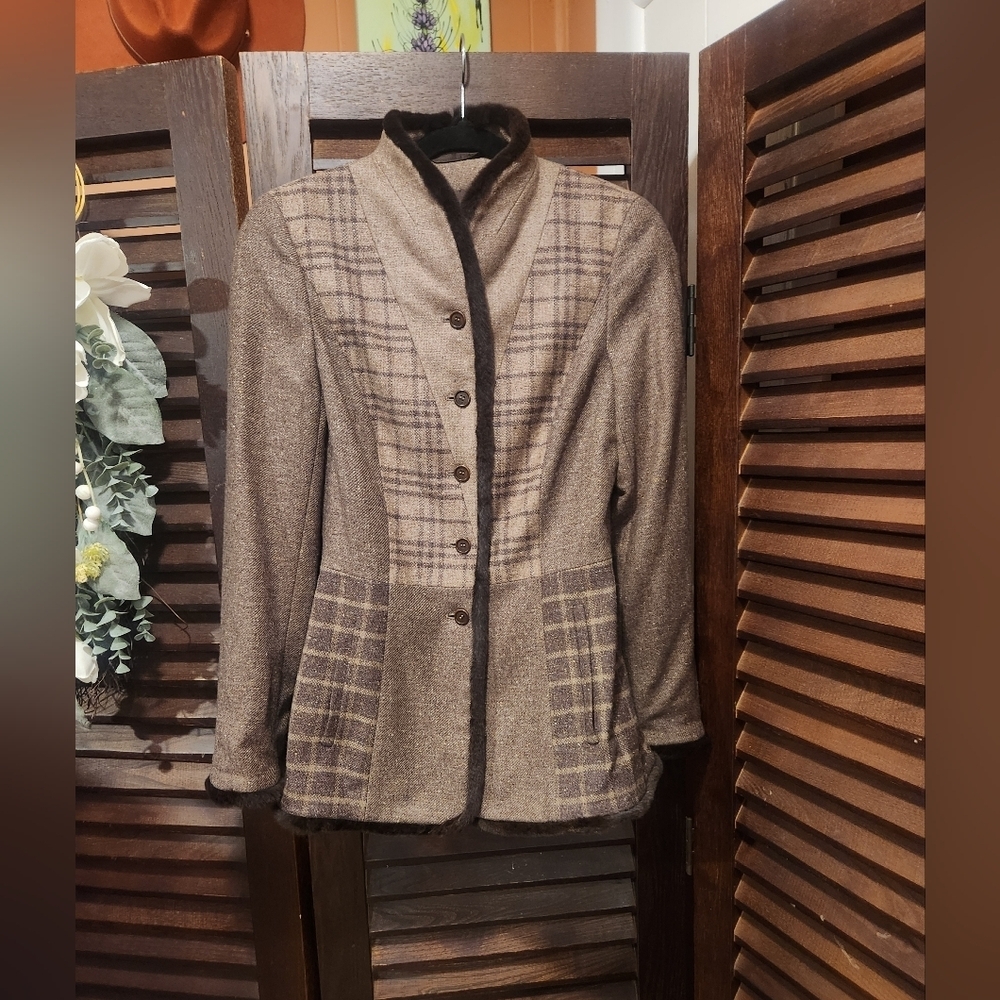 Rena Lange Brown Plaid Women's Blazer